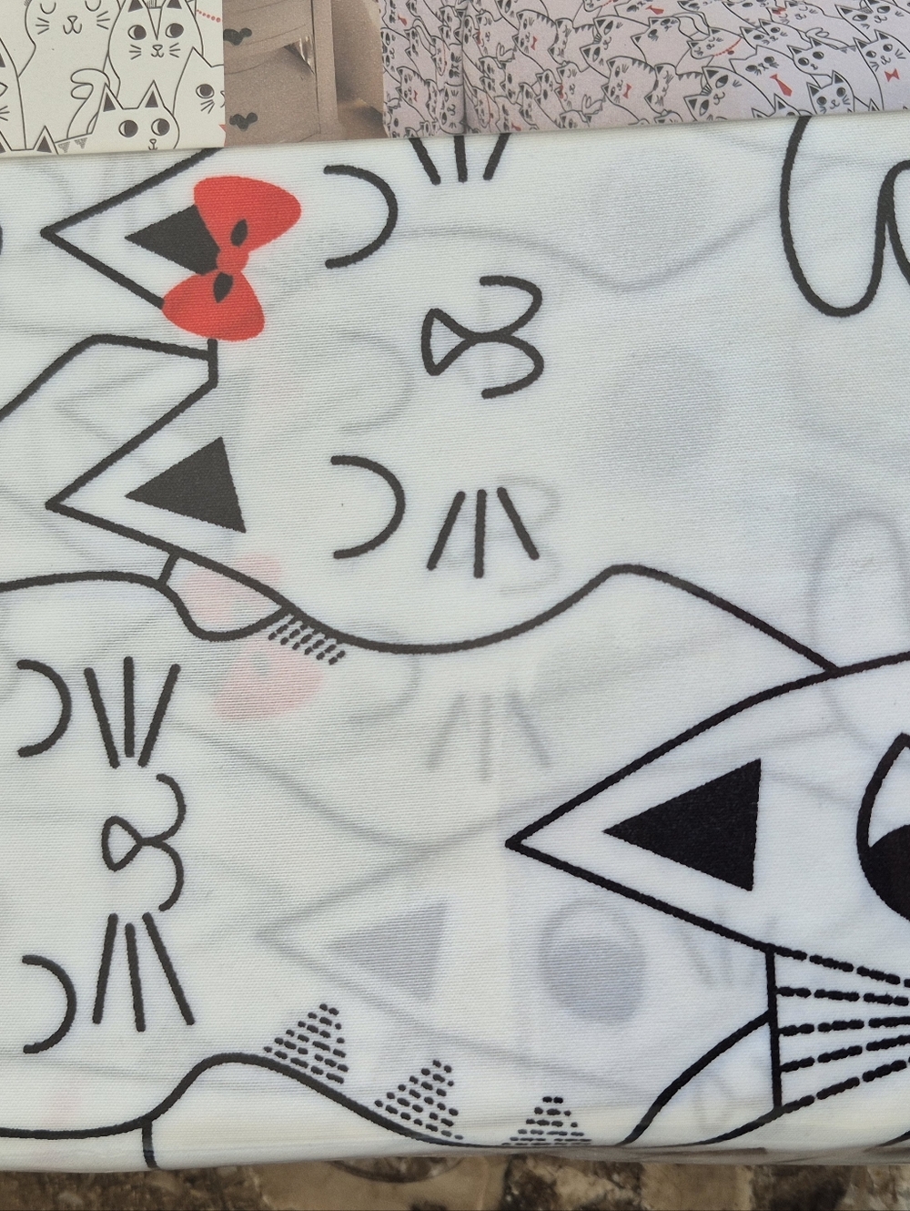The Animal Rescue Site Cat Print Micro Fiber Sheets Queen. New Black, White, Red - Picture 3 of 5